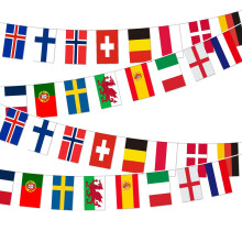 World Football Cup 2026 Flags Bunting, Double-Sided Fabric Banner Set, World Football Cup Tournament Party Decorations for Bars, Gardens, Streets, Cl