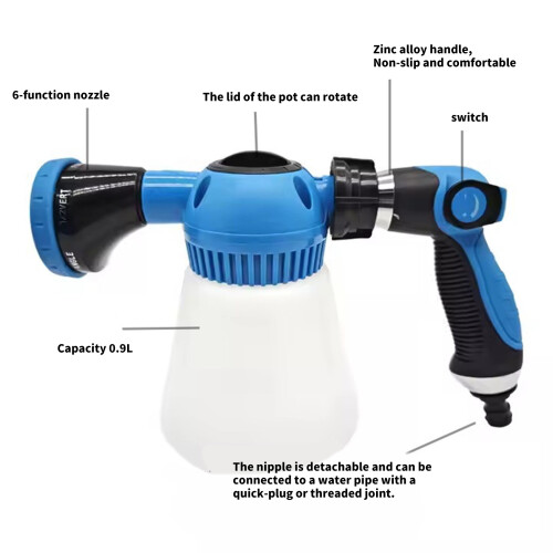 Handheld Foam Sprays Bottle Adjustable Soap Dispenser Tool with 6 Sprays Patterns