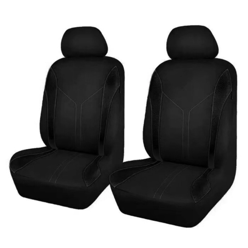 Seat Headrest Protecotor Covers Y Type Stitched Waistline Design Easy Front 2 Seats Black 7754004621817
