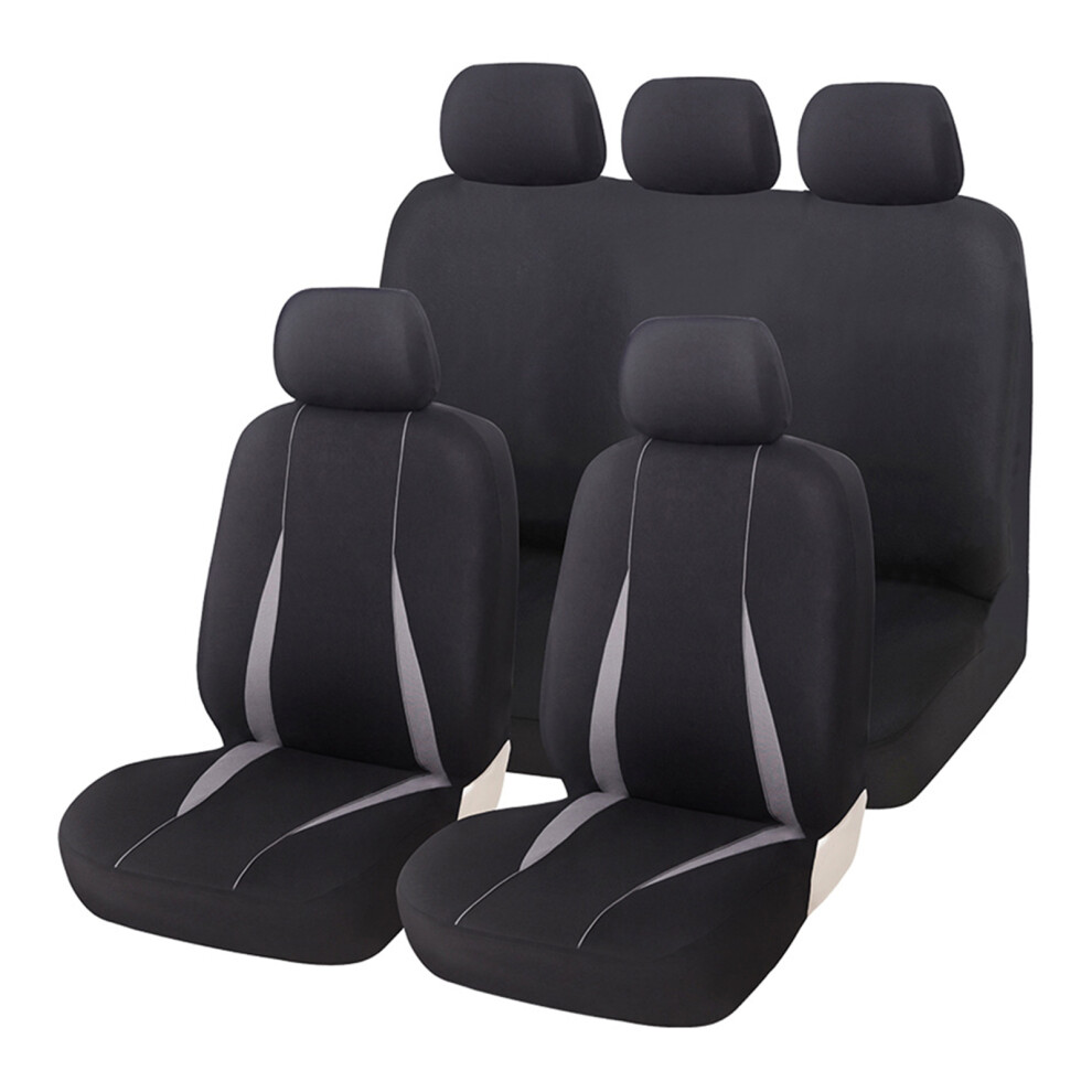 Comfortable Car Seat Cover With Contrast Color Pattern Universal Seat 5 Seats Sets Gray 7754004621435