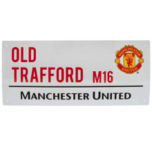 MUFC Official Manchester Utd Stadium Metal Street Sign (40cm x 18cm)