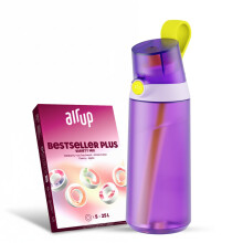 AIR UP water bottle Click Squid Purple original starter set with pods in 5 flavors | 600ml drinking bottle with sugar-free flavoring | dishwasher-sa