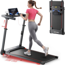 Toputure 6 in 1 Folding Treadmill with Retractable Handrail, 1%-5%-10% Incline Walking Pad Treadmills for Home, 1-12KM/H Foldable Treadmill with Tabl
