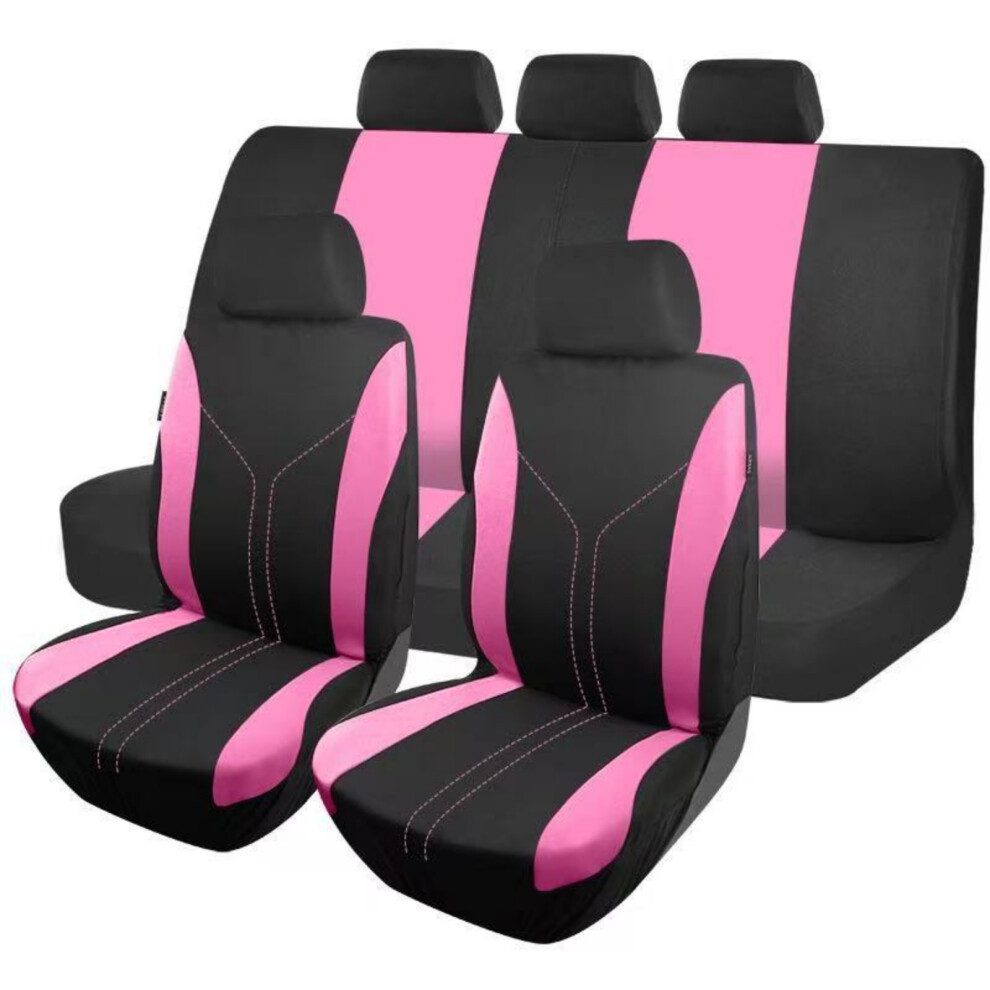 Comfortable Breathable Universal Car Seat Headrest Protecotor Cover 5 Seats Sets Pink 7754004621893