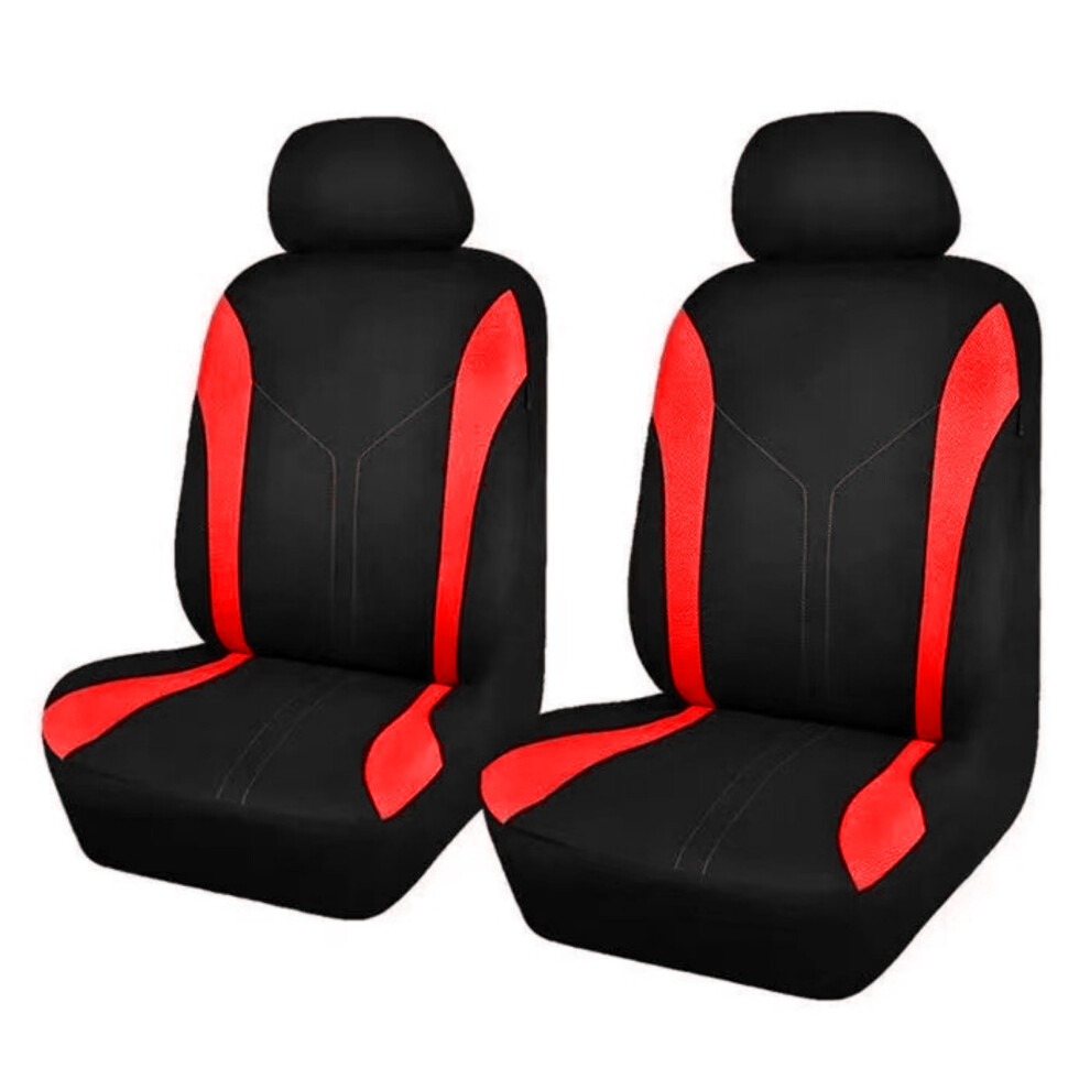 Universal Car Seat Covers With Headrest Cover Y Shape Stitching Front 2 Seats Red 7754004621473