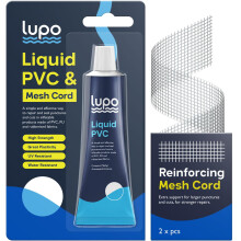 LUPO Inflatable Puncture Repair Kit With Reinforcing Mesh Cord | Universal Puncture Repair Glue For Inflatable Pools, Hot Tubs, Boats, Kayaks, Canoes