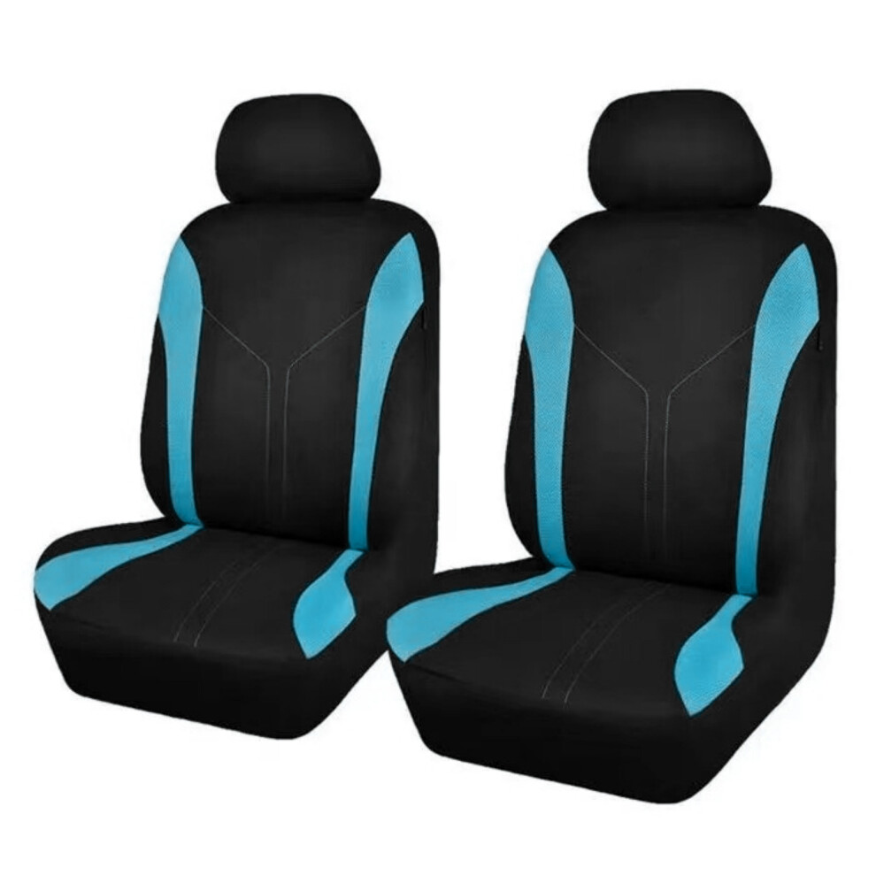 Premium Fabric Universal Car Seat And Headrest Covers With Y Sk Front 2 Seats Blue 7754004621855