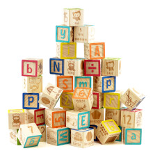 The Magic Toy Shop Wooden ABC 123 Block Set 40 Pcs Alphabet Number Block Set Kids Educational Toys