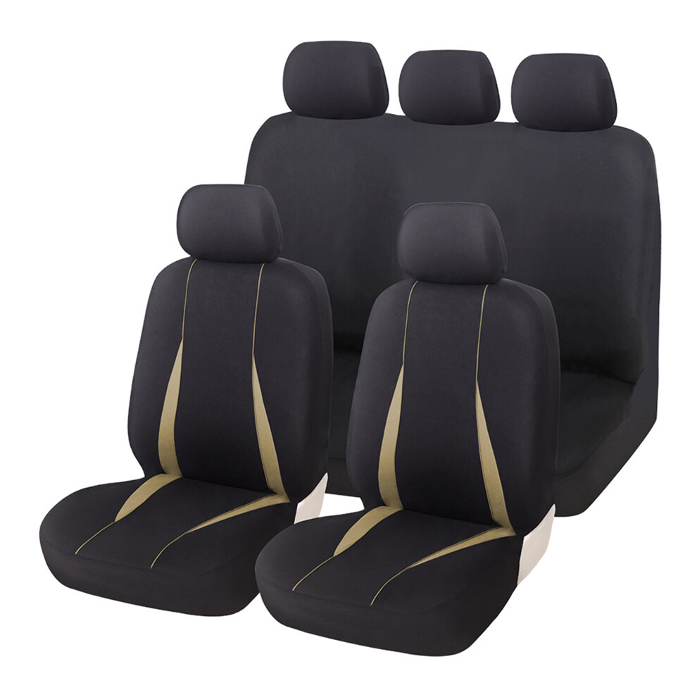 Contrast Color Look Car Seat Cover Cushion Universal Washable For Safe 5 Seats Sets Beige 7754004621442