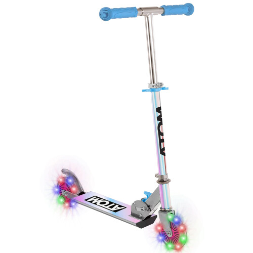 HTI ATOM Holographic Light-Up Inline Scooter for Kids Ages 4-7 | Foldable
