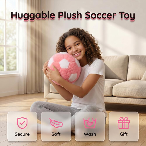 (Light Pink, 9.8") Picior sac pluș fotbal 1