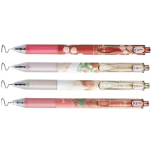 4PCS Rose Print Retractable Gel Pen 0.5MM Black Inks for Note Taking Journaling