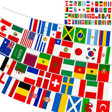 AURALIN World Flag Bunting 13m 50 Countries International Flag Banner for Football Parties Garden Pub and Outdoor Sports Events Waterproof Festival D