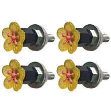 Flower Design Motorbike License Plate Bolts Waterproof Fastener Easy to Install Yellow 4