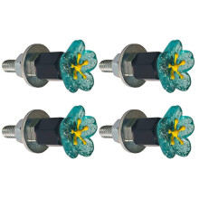 Unique 1/4'' Threaded Flower Head License Plate Bolts License Plate Frame Screw Blue 4