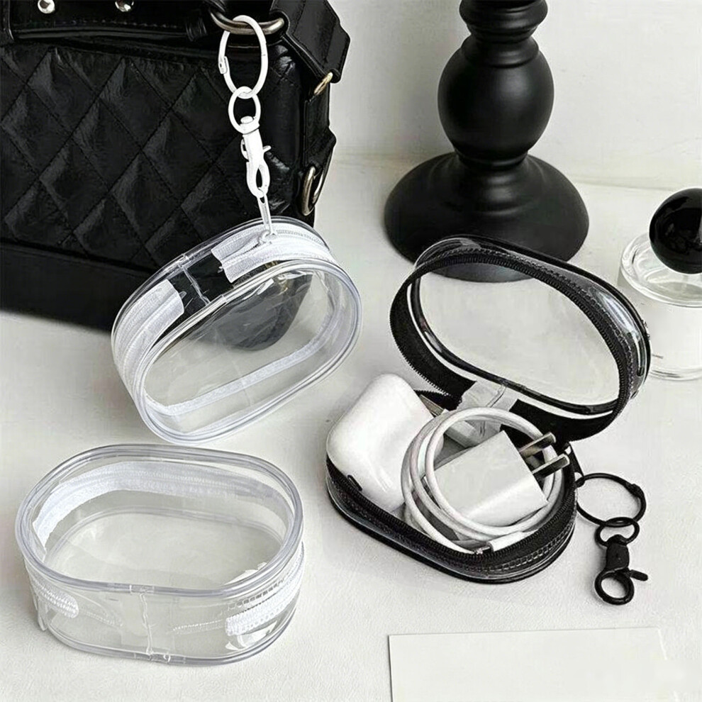 Black 2Pcs Clear Cosmetic Bag Hanging Travel Organizer For Makeup Brushes Toiletries