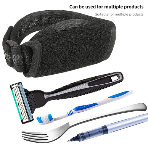 Practical AntiShaking Armband For Older Adults During Mealtimes Fork Grip Black