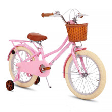 STITCH 18 Inch Kids Bike with Basket & Stabilisers, Kids Bike for 6-9 Years Old Girls, 18 inch bike with kickstand for girls,Pink…