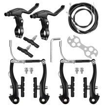 Luckwaii Bike Brakes Universal Complete Mountain Road Bike Brake Levers V Brake Set, Hydraulic Brakes Front Rear Cables Kit Set Includes Callipers, L