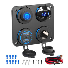 4 In 1 Chargers Panel With 56W USB Ports 150W Lighter And Voltage Monitor
