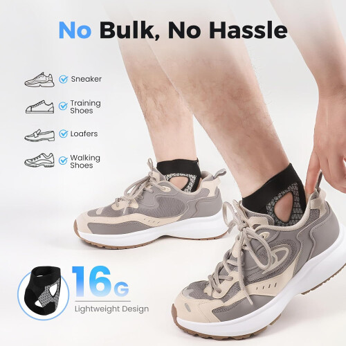 (Black, M) 1 Pair Adjustable Lace-Up Ankle Brace, Compression Support for Sprains 1