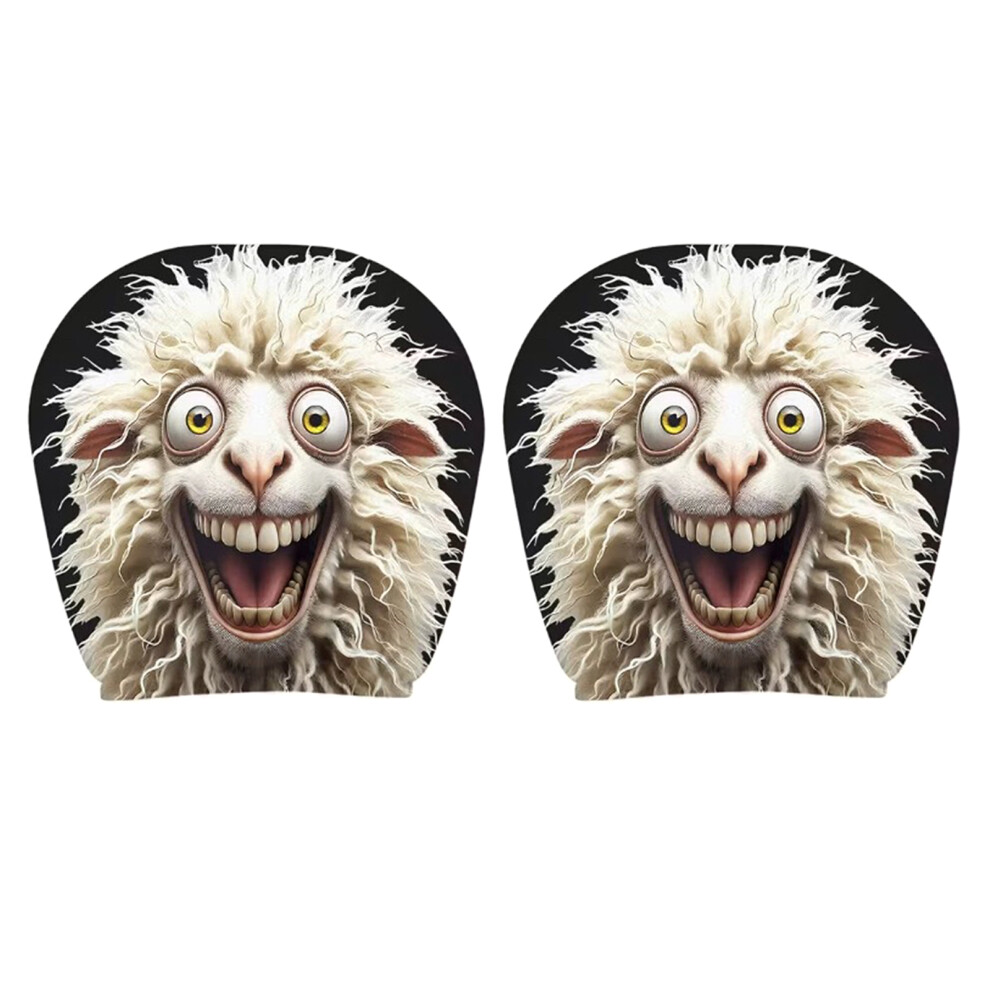 Set Of 2 Comfortable Vehicle Headrest Covers With Cow Sheep Pattern Polyester Type B 7754004575899