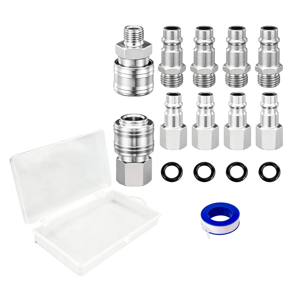 10Pcs Compressed Air Coupling 1/4Inch Quick Coupling Compressed Air Nickel Plated Iron 7754004616813