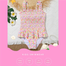 Colorful Quick Drying Woman Swimsuit Polyester Texture Flower Print for Beach 140