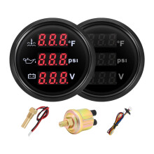 3 In 1 Oil Pressure Water Temperature Voltage Meter Accurate Monitoring System black cover