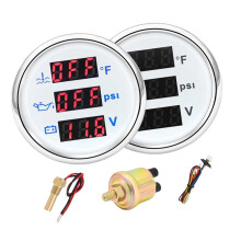 52mm Alloy Digital Oil Pressure Monitor Water Temperature Voltage Meter white plate