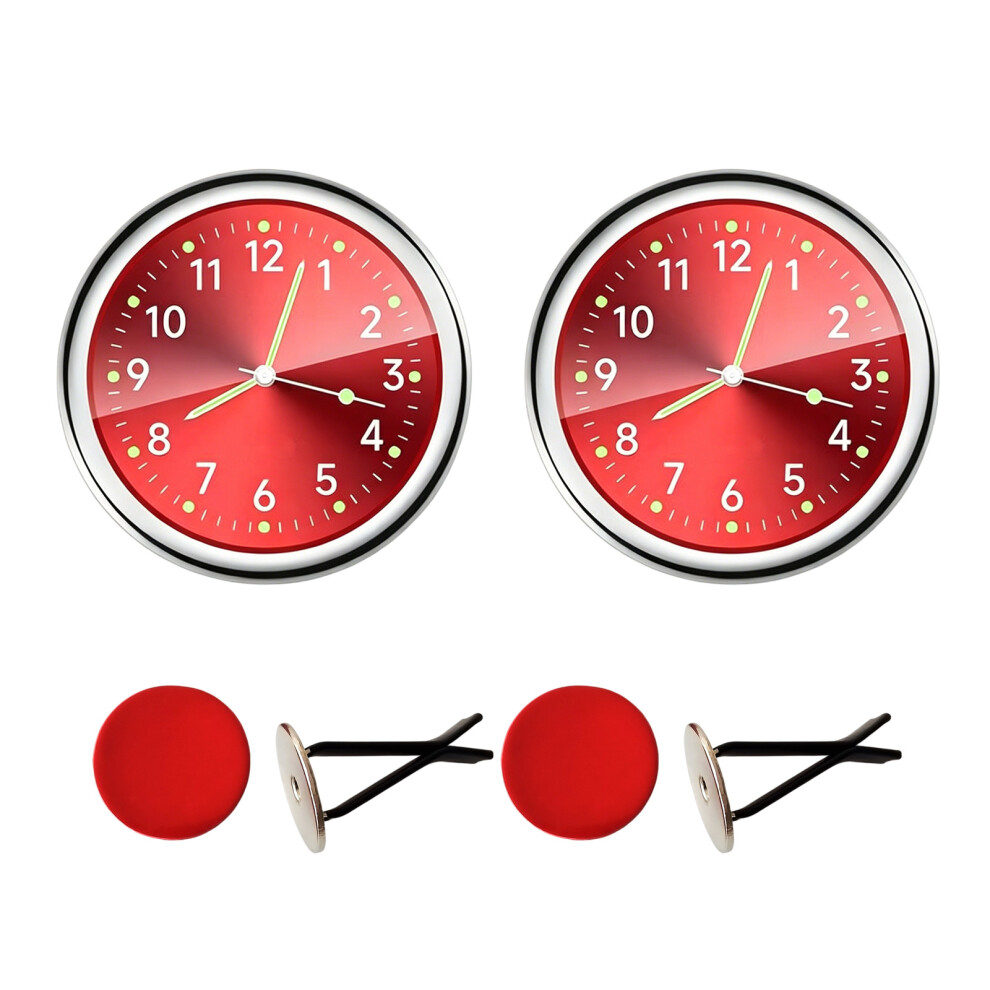 2Pcs Small Retro Style Auto Dashboard Clock With Glowing Hands For Cars Trucks Red 7754004578340