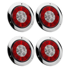 4Pcs 4 Inch Round Truck Trailer LED Tail Stop Brake Lights Red and Amber Parking Turn Signal Lights