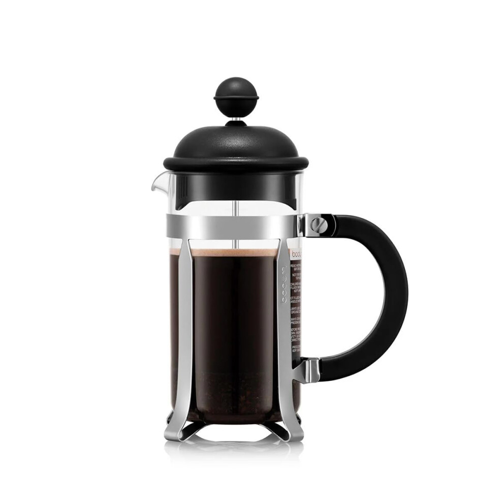 Bodum French Press Caffettiera Black - 350Ml / 3 Cup Coffee Maker - Durable Glass & Stainless Steel