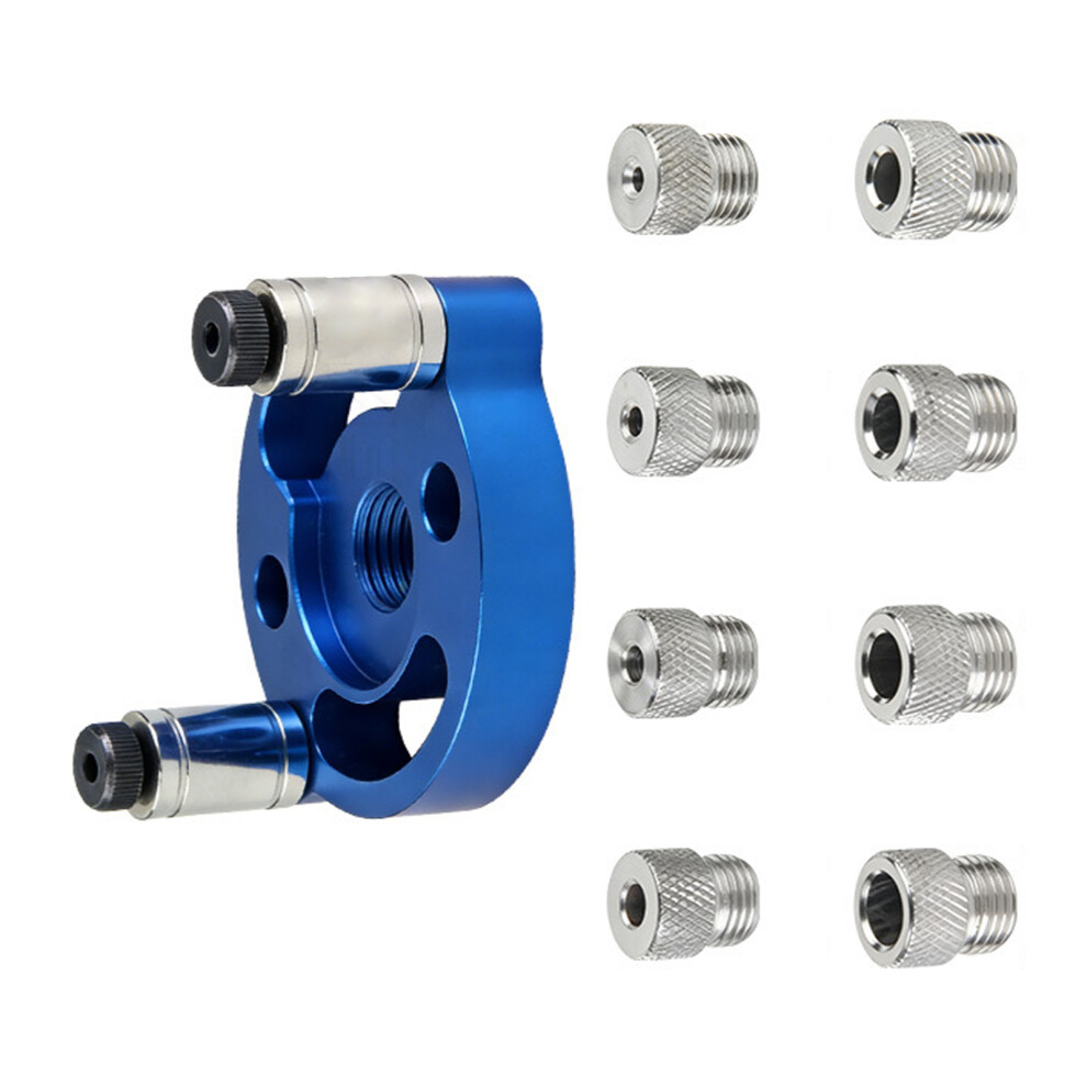Heavy Duty Aluminum Drill Guide Complete 8 Bits Set For Accuracy Woodworking Tasks Blue 7754004601833