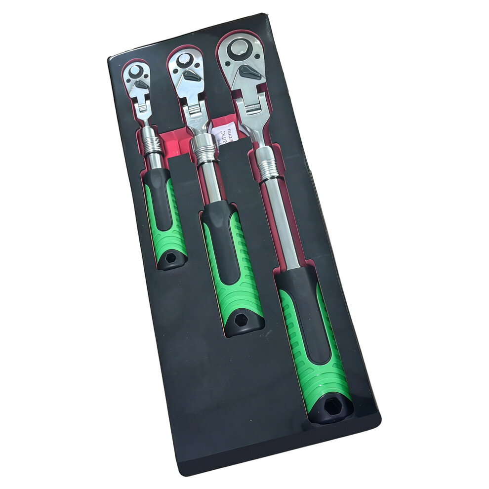 72 Tooth Quick Release Extendable Ratchet Wrench Perfect For Automotive 3 Piece Black 7754004588837