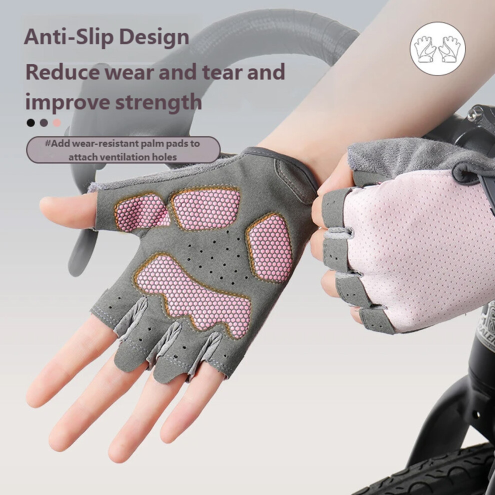 Durability Half Finger Bike Gloves Enhances Grip Sweat Wicking Cycling Gloves Black Gray S 7696002184133