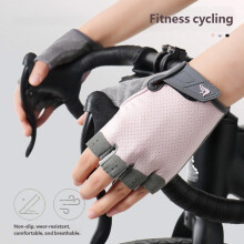 Light weight Half Finger Cycling Gloves Sweat Absorbing Thumb Secure Handle Gray powder L