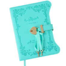 Retro Lockable Diary With Key PU Notebook Journal with 360 Pages Pen Holder Blue
