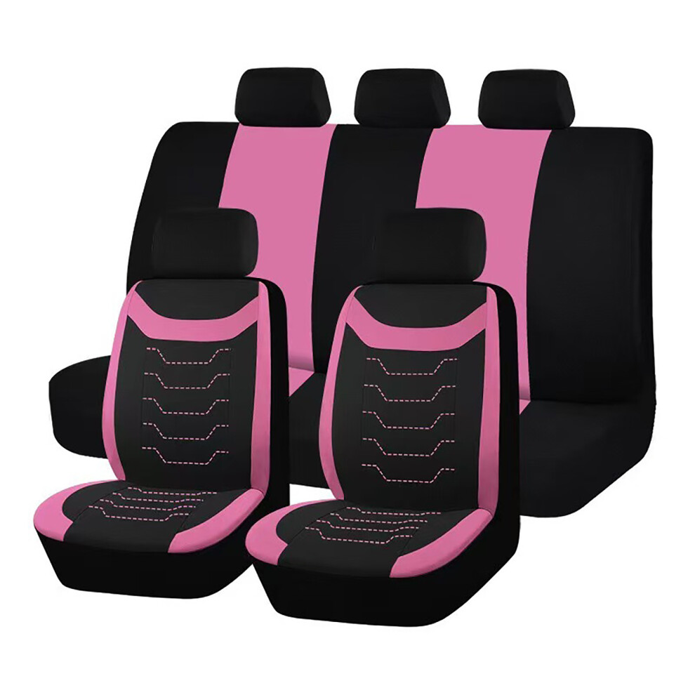 Universal Textured Car Seat Cover Protection Cushion Easy Clean Secure 5 Seats Pink 7754004608566
