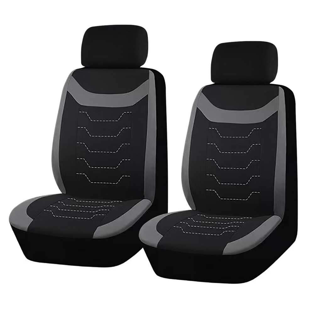 Universal Textured Car Seat Cover Protection Cushion Easy Clean Front 2 Seats Dark/Gray 7754004608405