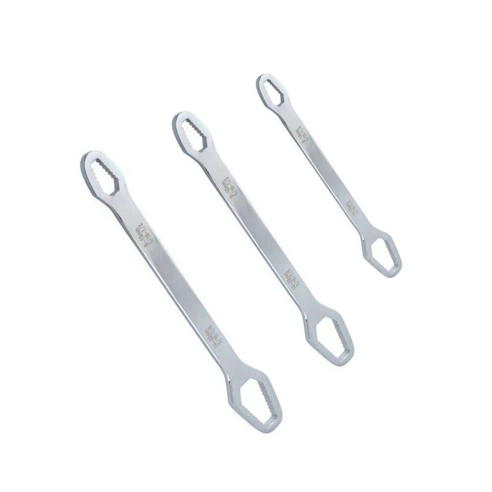 Double Head Wrench Set 15Cm 23Cm 27Cm Industrial Use For Enhancing Torques Control Silver 7754004582019