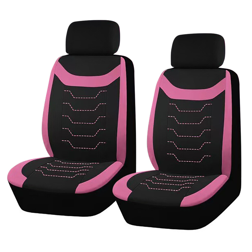Universal Textured Car Seat Cover Protection Cushion Easy Clean Secure Front 2 Seats Pink 7754004608771