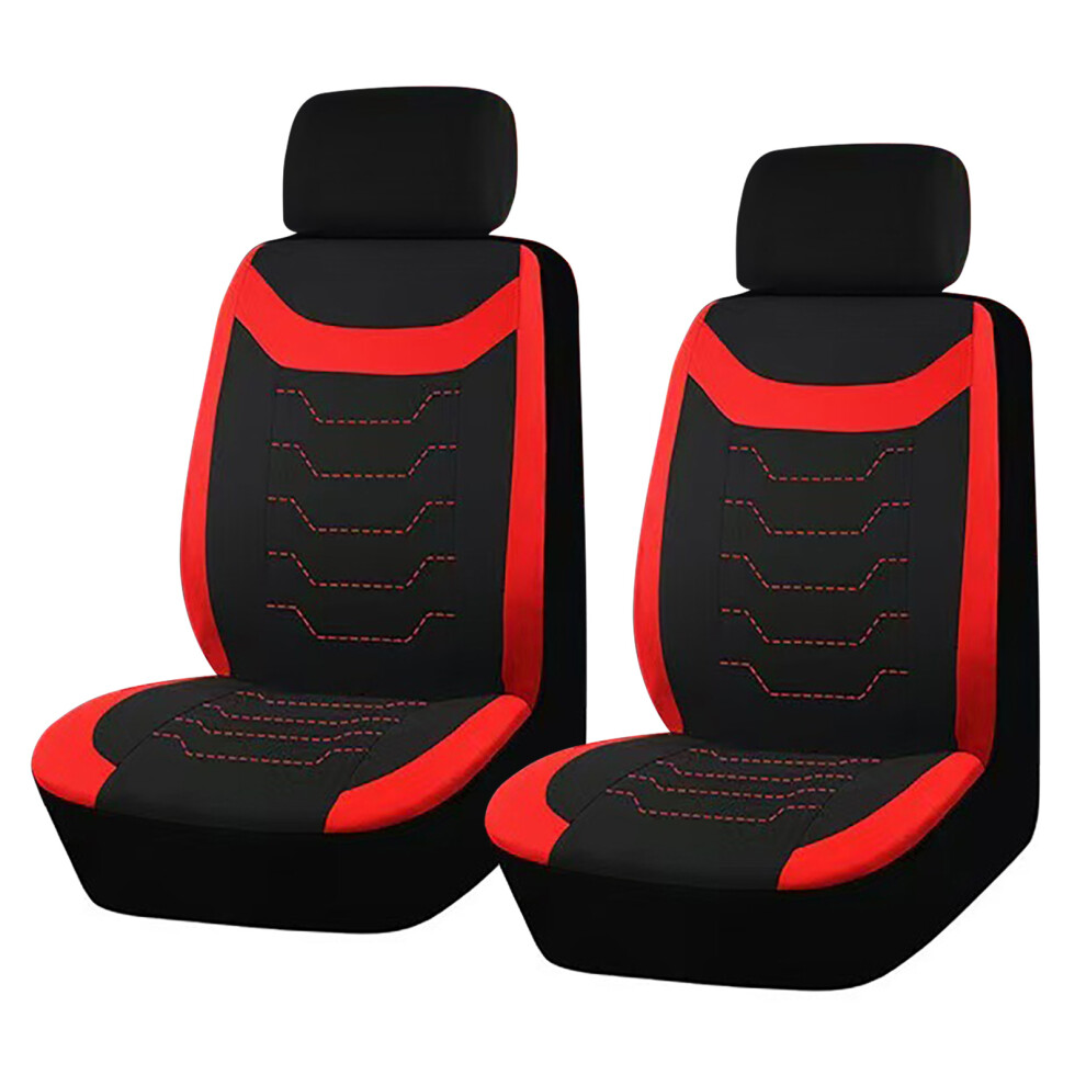 Slip Resistant Car Seat Cover Textu Design Universal Easy To Wash Front 2 Seats Red 7754004608528