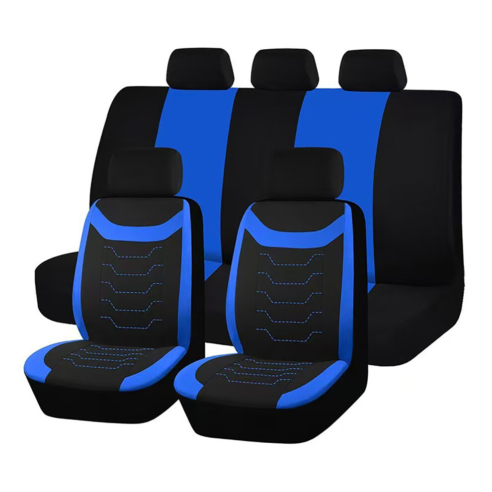 Premium Car Seat Protector Textured Pattern Universal Slip Resistant Washable 5 Seats Blue 7754004608696