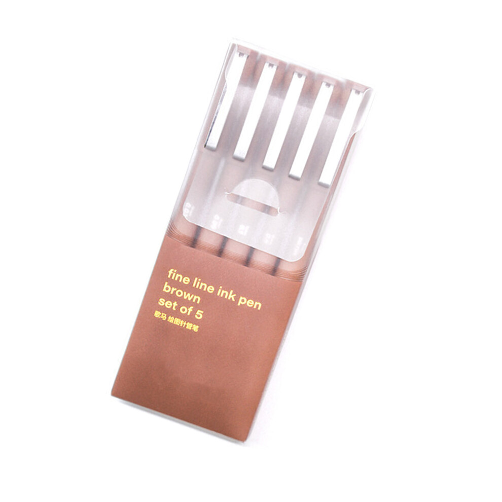 5/7Pcs Waterproof Fine Liner Inks Pen Needle/Brush Tip Art Marker For Sketching Brown 7754004630741