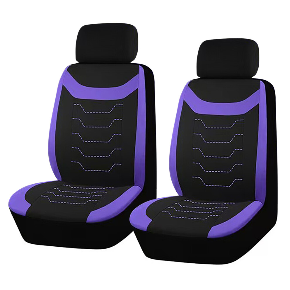 Textured Look Car Seat Cover Cushion Universal Washable Fabric For Front 2 Seats Purple 7754004608535