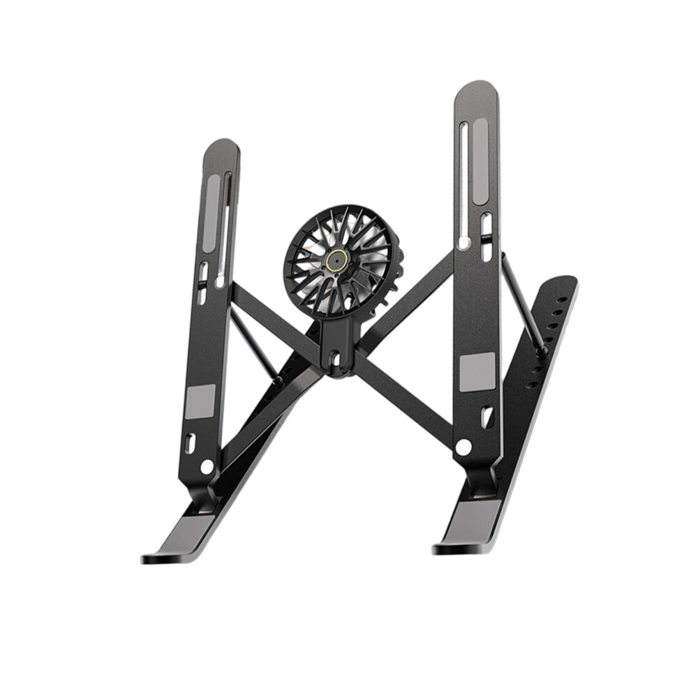 Foldable Aluminum Laptop Stand With Quiet Cooling Fan 7 Position Adjustable Black 7695001074513