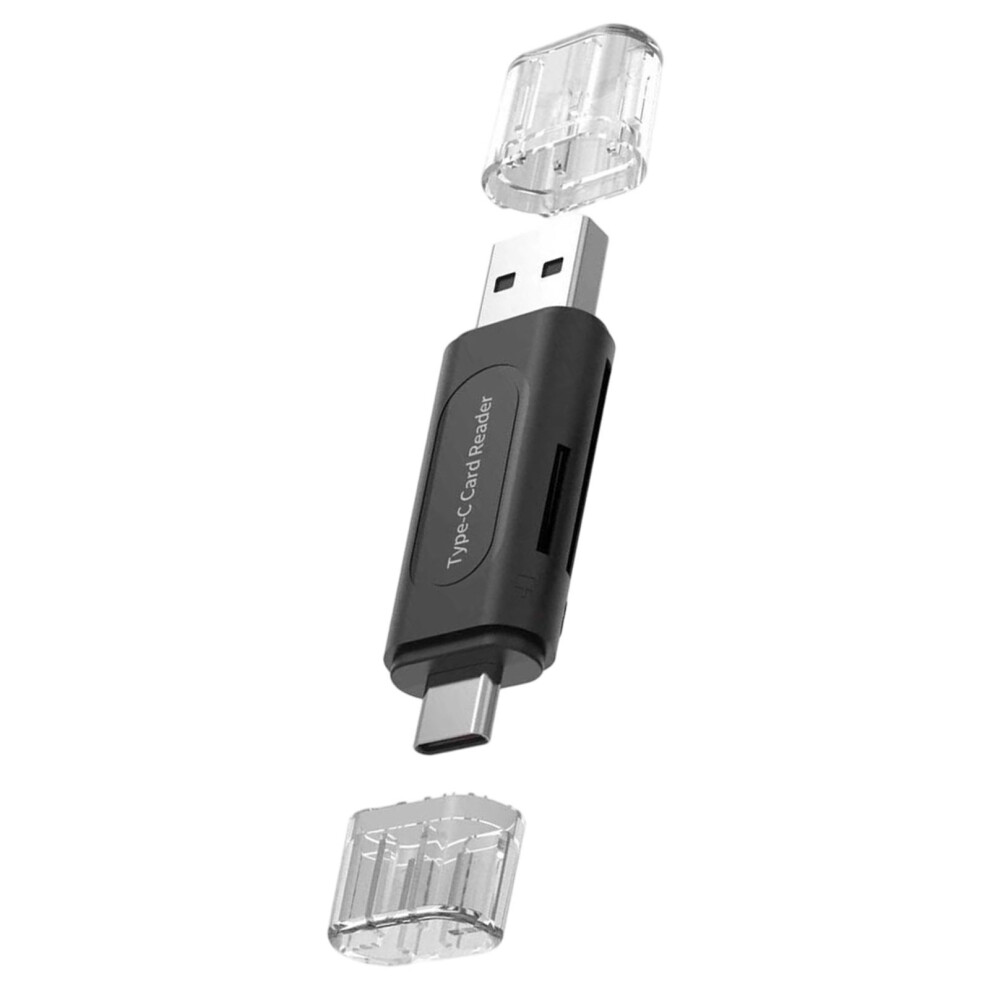 Double Slot Type C Otg Card Reader For Tf Memory Cards With Fast Data Transfer Black 7695001087919