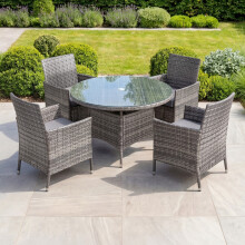 Charles Bentley Garden Outdoor 4 Piece Rattan Dining Set Grey