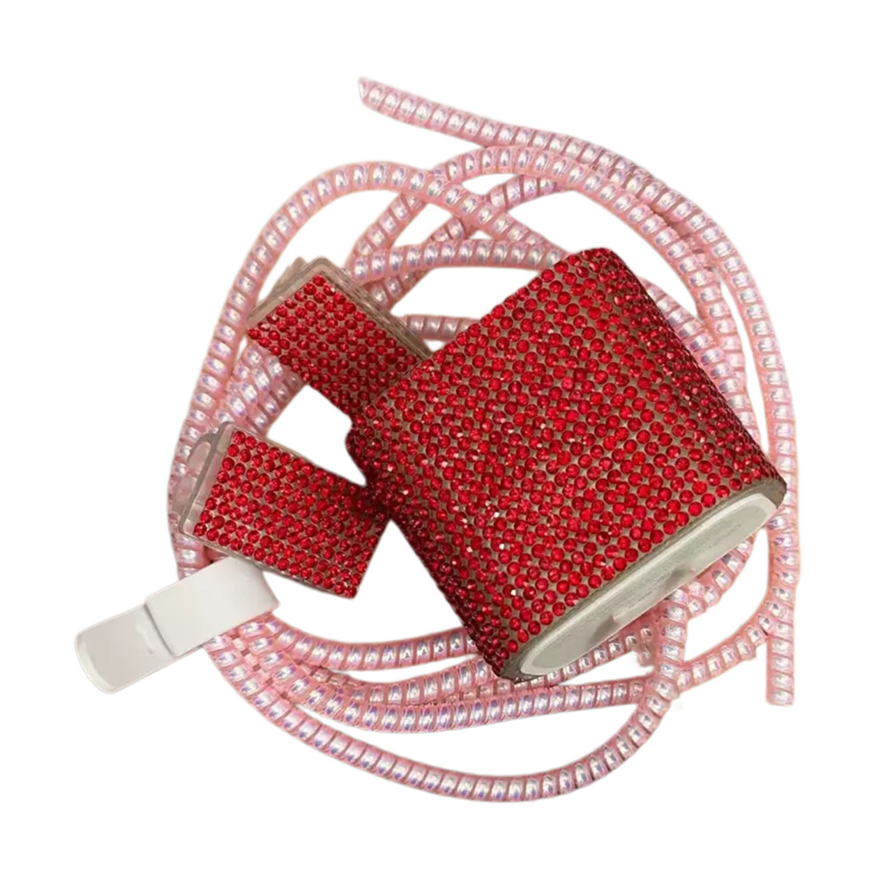 Elegant Rhinestoned Cover Case For Charging Matching Wire Protectors Accessories Red 7695001080545